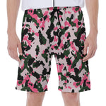 Pink Green And Black Camouflage Print Men's Beach Shorts