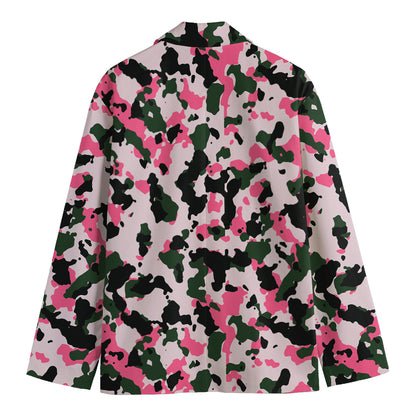 Pink Green And Black Camouflage Print Men's Blazer