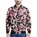 Pink Green And Black Camouflage Print Men's Bomber Jacket