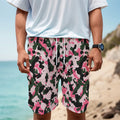 Pink Green And Black Camouflage Print Men's Cargo Shorts