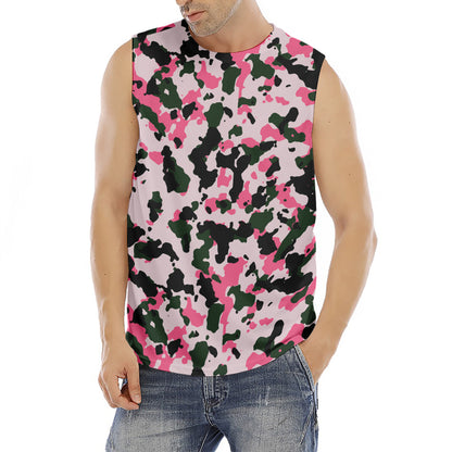 Pink Green And Black Camouflage Print Men's Fitness Tank Top