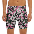 Pink Green And Black Camouflage Print Men's Long Boxer Briefs