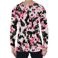 Pink Green And Black Camouflage Print Men's Long Sleeve T-Shirt
