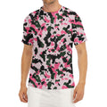 Pink Green And Black Camouflage Print Men's Short Sleeve Rash Guard