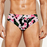 Pink Green And Black Camouflage Print Men's Swim Briefs