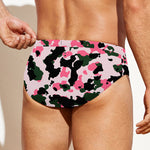 Pink Green And Black Camouflage Print Men's Swim Briefs