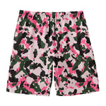 Pink Green And Black Camouflage Print Men's Swim Trunks