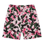 Pink Green And Black Camouflage Print Men's Swim Trunks