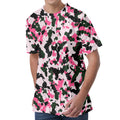 Pink Green And Black Camouflage Print Men's Velvet T-Shirt