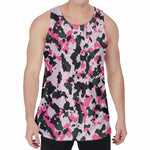 Pink Green And Black Camouflage Print Men's Velvet Tank Top