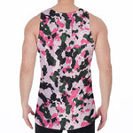 Pink Green And Black Camouflage Print Men's Velvet Tank Top