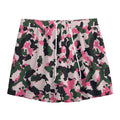 Pink Green And Black Camouflage Print Mesh Shorts