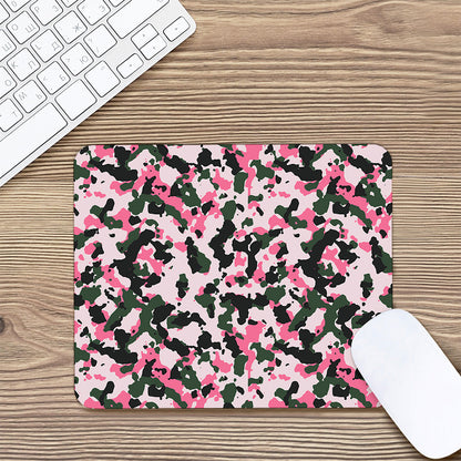 Pink Green And Black Camouflage Print Mouse Pad