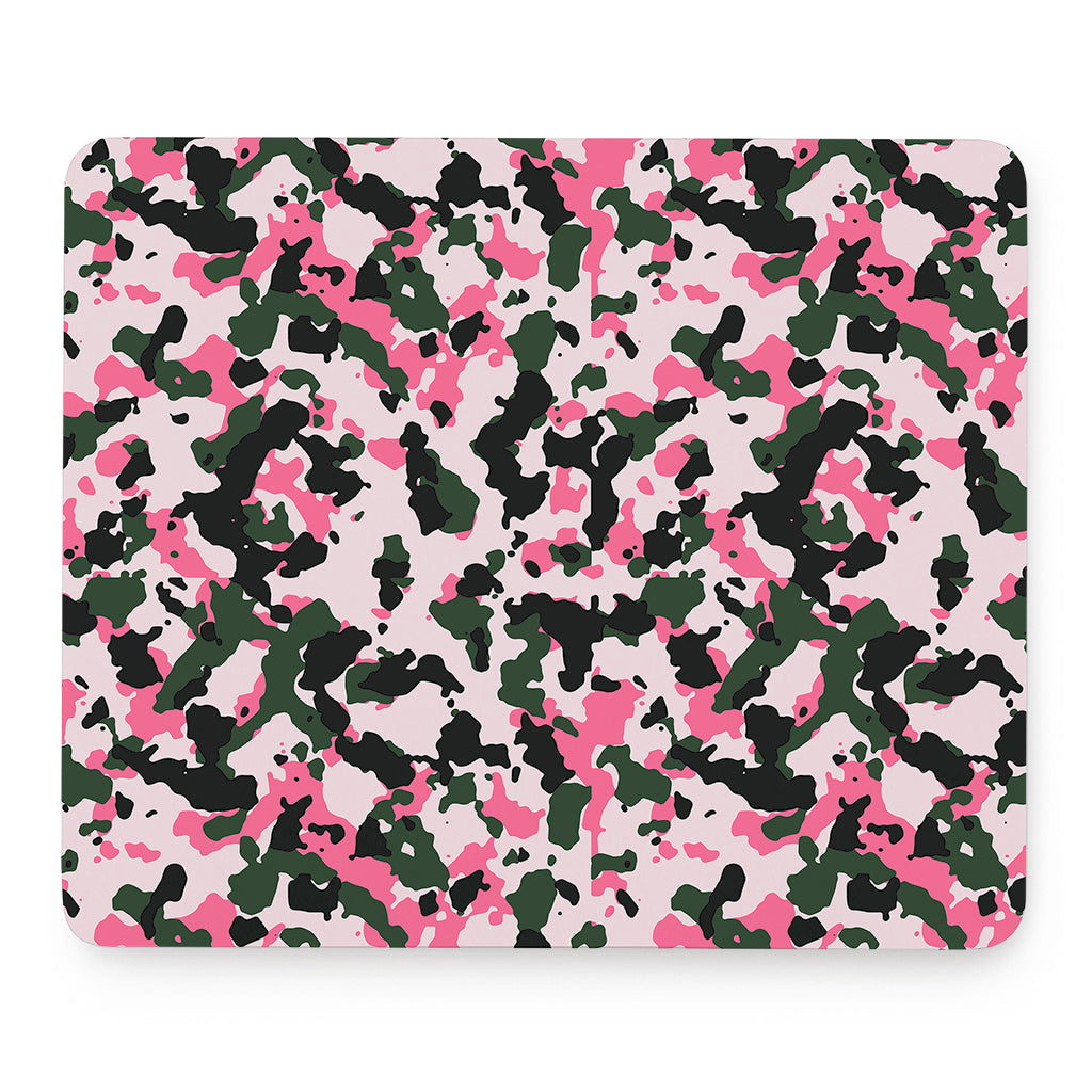 Pink Green And Black Camouflage Print Mouse Pad