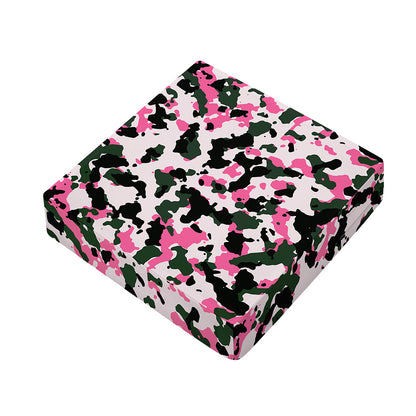 Pink Green And Black Camouflage Print Outdoor Seat Cushion Cover