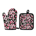Pink Green And Black Camouflage Print Oven Mitt And Pot Holder Set