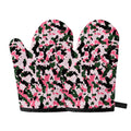 Pink Green And Black Camouflage Print Oven Mitts