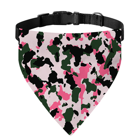 Pink Green And Black Camouflage Print Over The Collar Dog Bandana