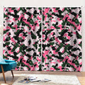 Pink Green And Black Camouflage Print Pencil Pleat Curtains