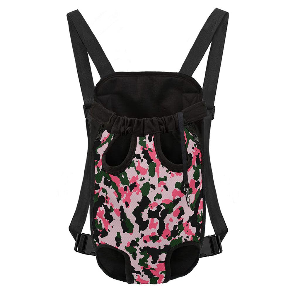 Pink Green And Black Camouflage Print Pet Carrier Backpack