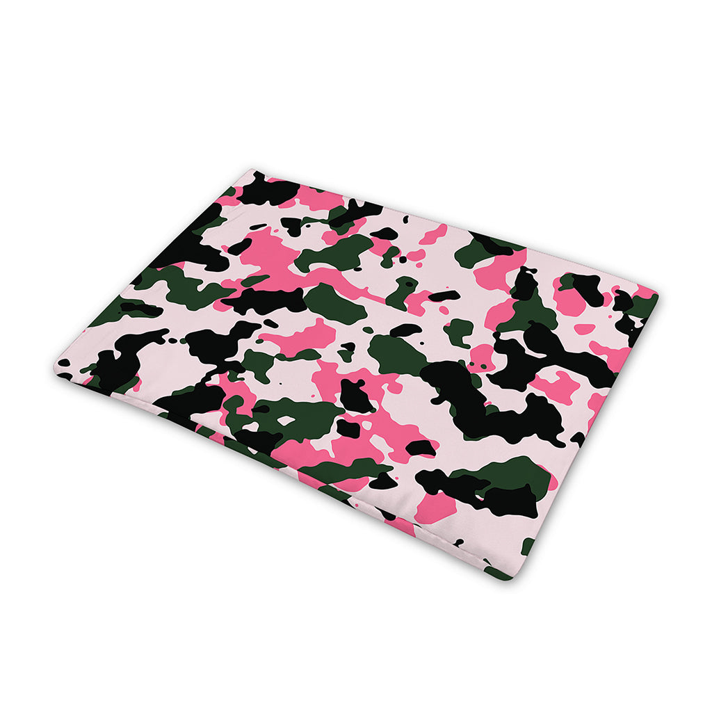 Pink Green And Black Camouflage Print Pet Cooling Mat Cover