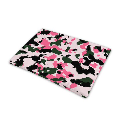 Pink Green And Black Camouflage Print Pet Cooling Mat Cover