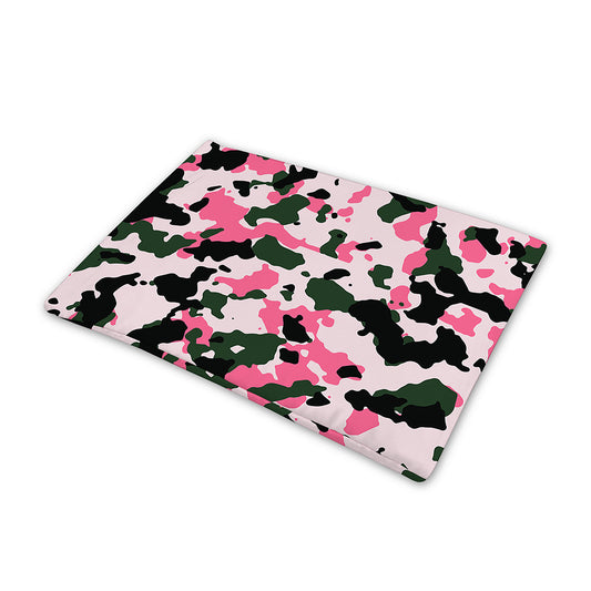 Pink Green And Black Camouflage Print Pet Cooling Mat Cover