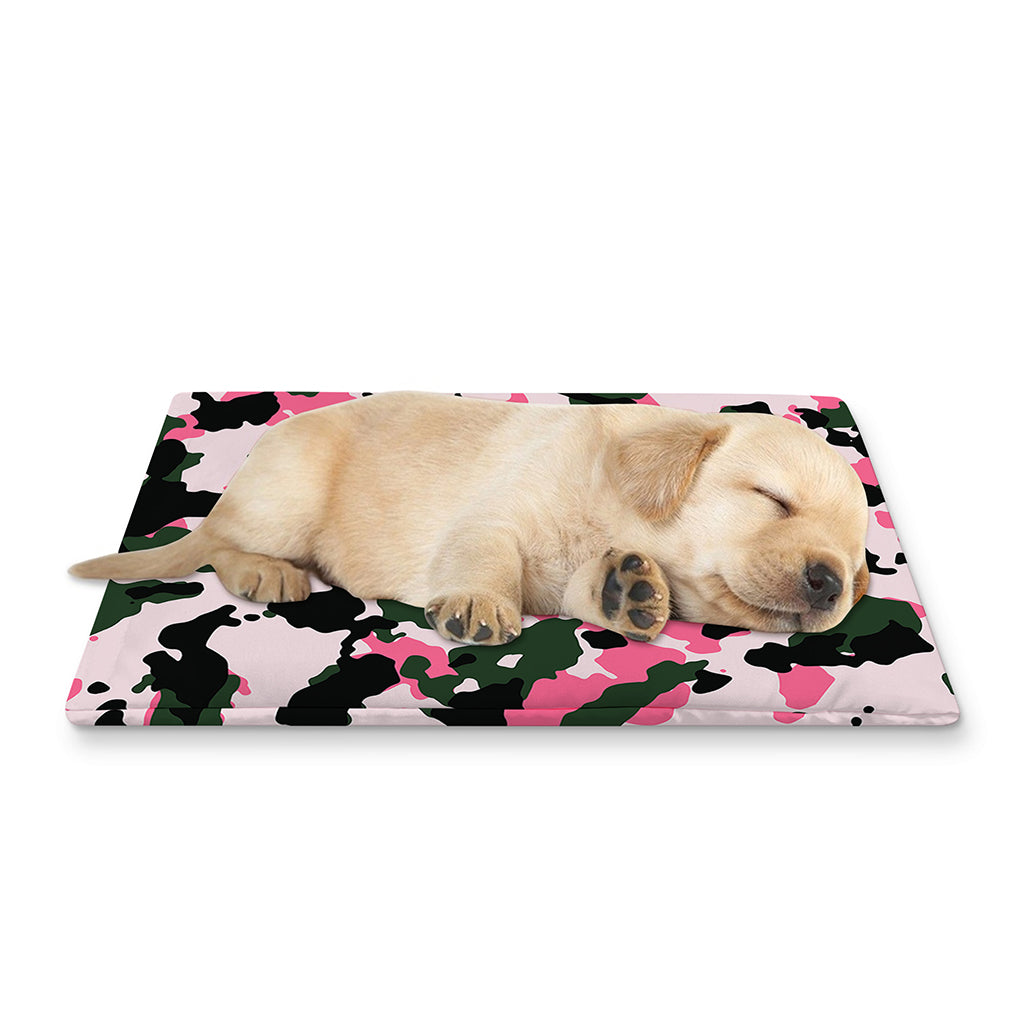Pink Green And Black Camouflage Print Pet Cooling Mat Cover