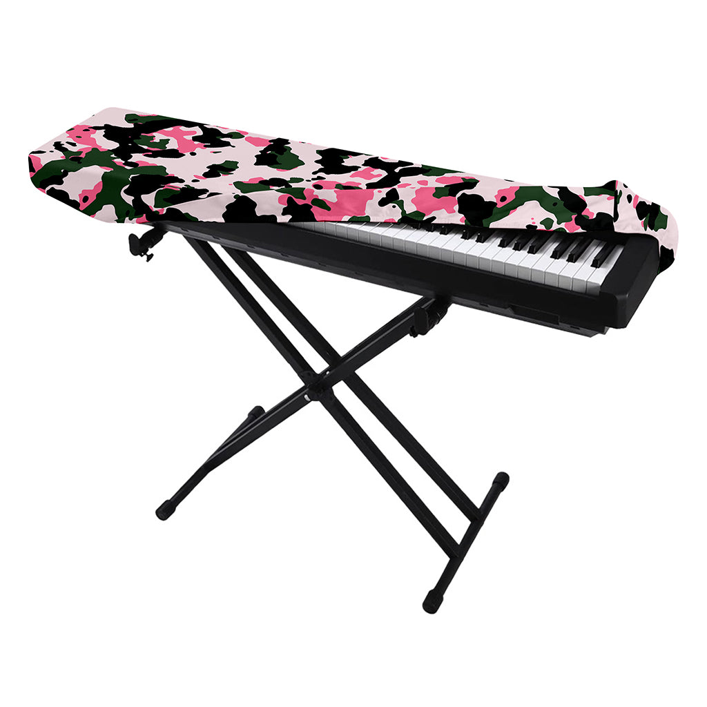 Pink Green And Black Camouflage Print Piano Keyboard Cover