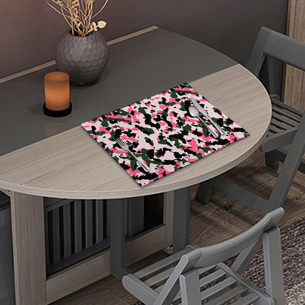 Pink Green And Black Camouflage Print Placemat