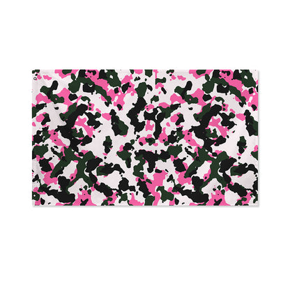 Pink Green And Black Camouflage Print Polyester Flag