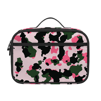 Pink Green And Black Camouflage Print Portable Lunch Bag