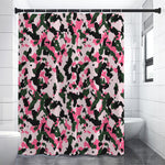 Pink Green And Black Camouflage Print Premium Shower Curtain