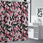 Pink Green And Black Camouflage Print Premium Shower Curtain