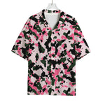Pink Green And Black Camouflage Print Rayon Hawaiian Shirt