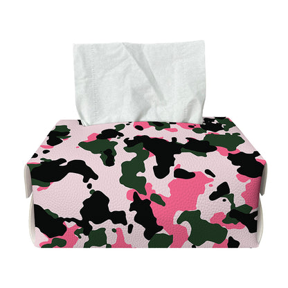 Pink Green And Black Camouflage Print Rectangle Tissue Box Cover