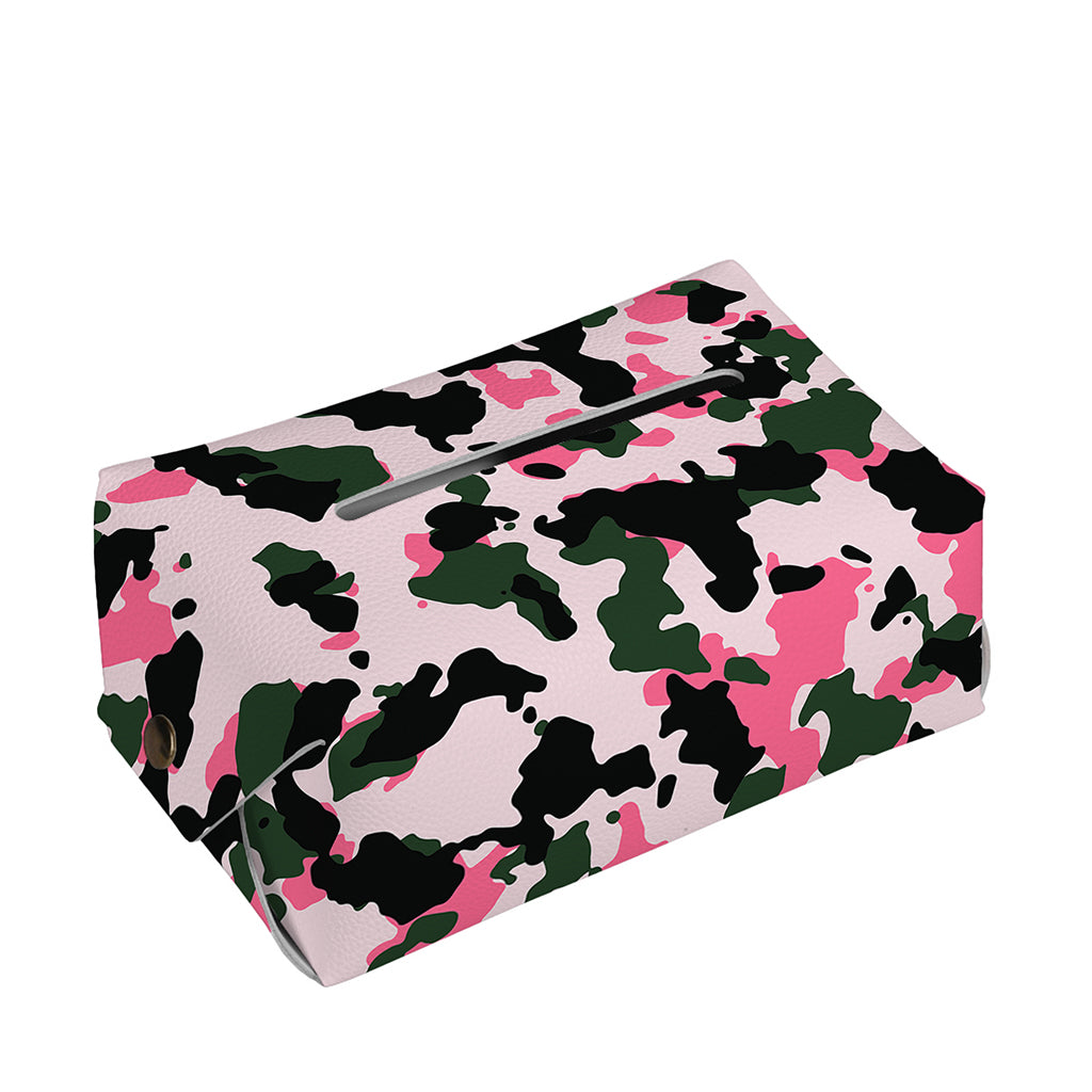Pink Green And Black Camouflage Print Rectangle Tissue Box Cover