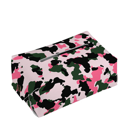 Pink Green And Black Camouflage Print Rectangle Tissue Box Cover