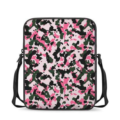 Pink Green And Black Camouflage Print Rectangular Crossbody Bag