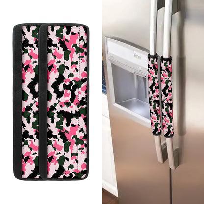 Pink Green And Black Camouflage Print Refrigerator Handle Covers