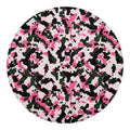 Pink Green And Black Camouflage Print Round Blanket