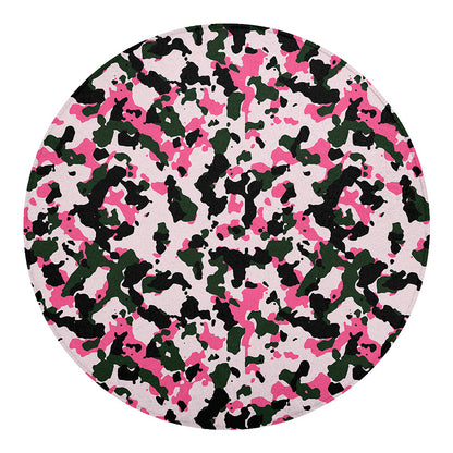 Pink Green And Black Camouflage Print Round Blanket
