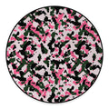 Pink Green And Black Camouflage Print Round Floor Mat