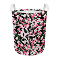 Pink Green And Black Camouflage Print Round Laundry Basket