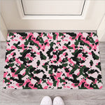 Pink Green And Black Camouflage Print Rubber Doormat