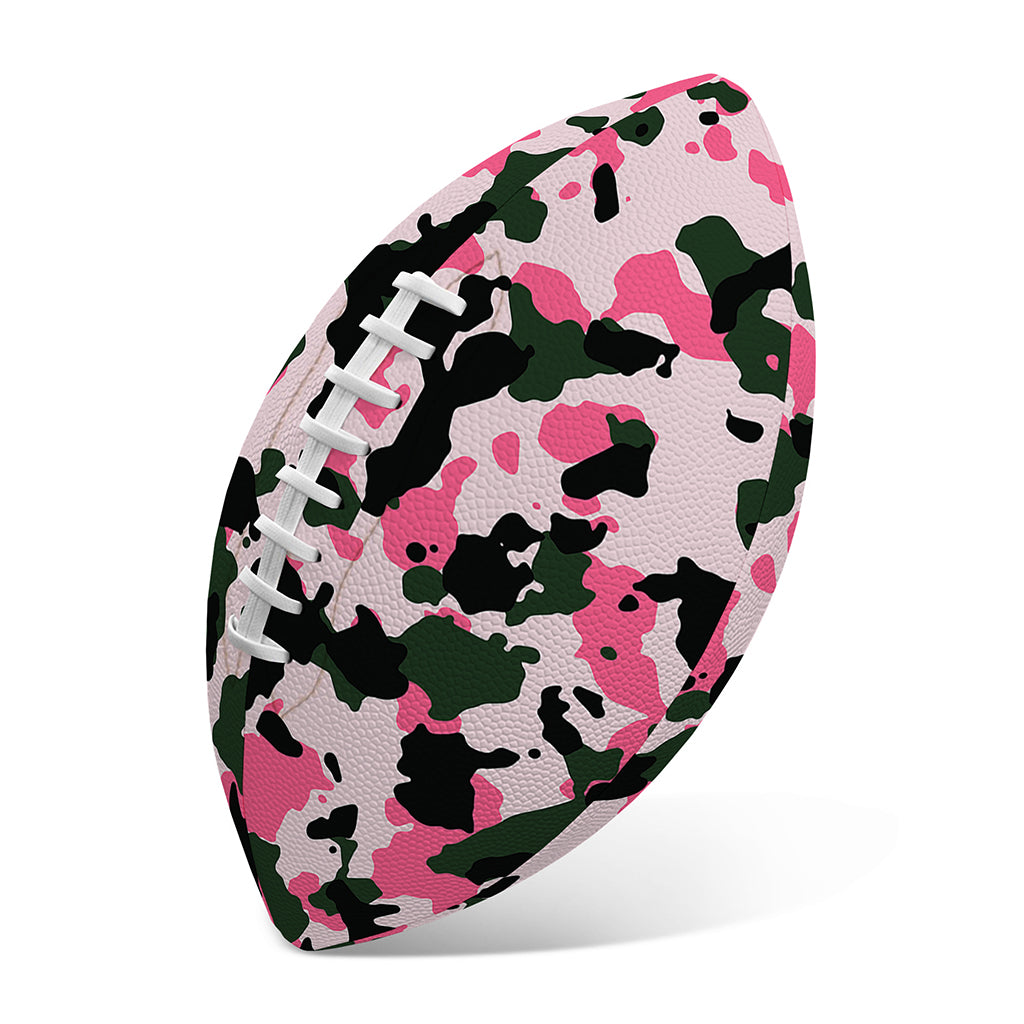 Pink Green And Black Camouflage Print Rugby Ball