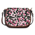 Pink Green And Black Camouflage Print Saddle Bag