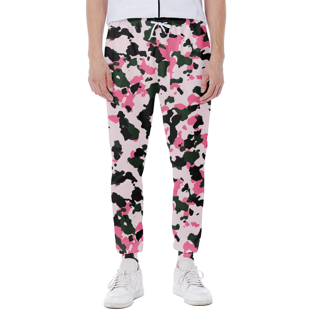 Pink Green And Black Camouflage Print Scuba Joggers