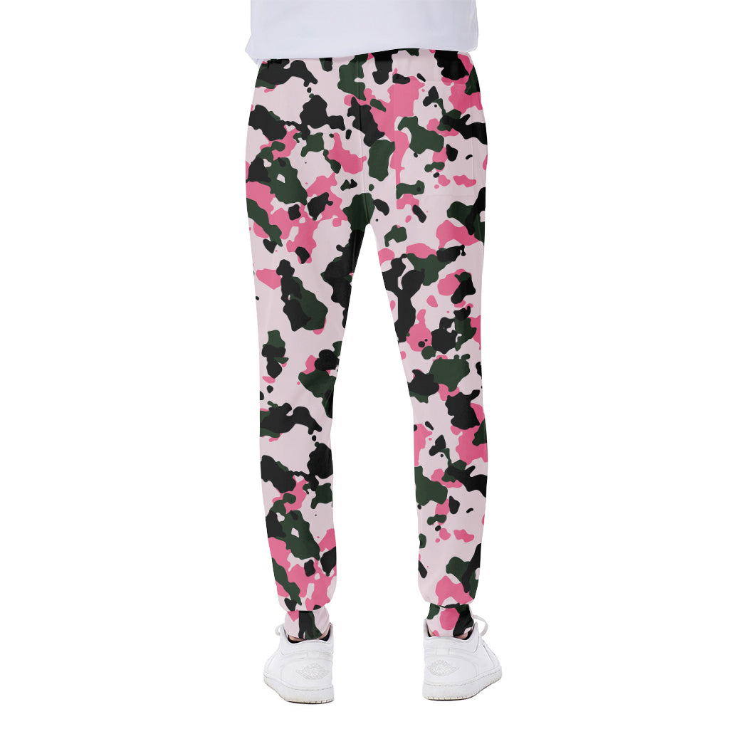 Pink Green And Black Camouflage Print Scuba Joggers