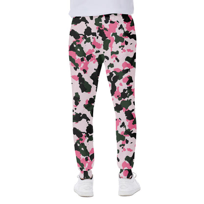 Pink Green And Black Camouflage Print Scuba Joggers